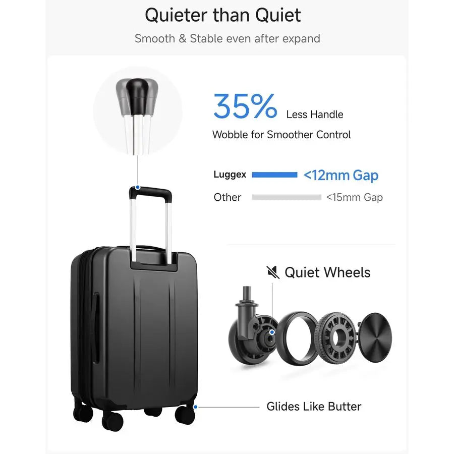 On Luggage 22x14x9 Airline Approved, FLO5 Expandable Polycarbonate Suitcase with Front Pocket FXCore, Black, 20 Inch