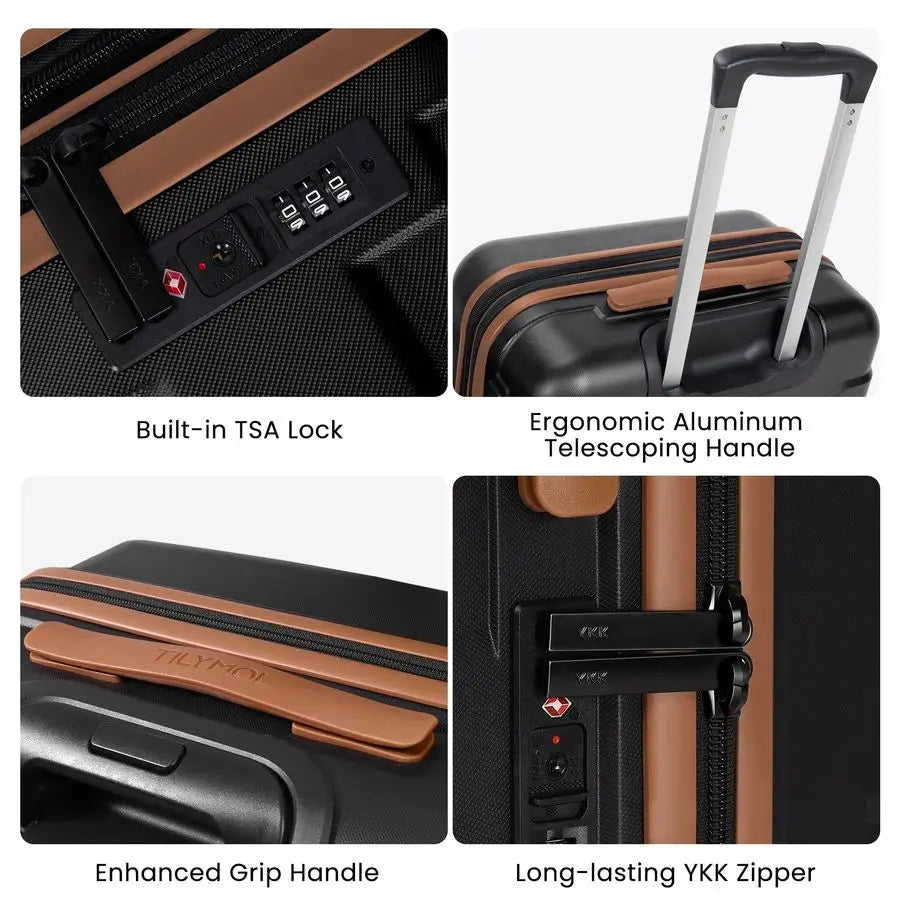 Carry On Luggage 22x14x9 Airline Approved with Spinner Wheels, Lightweight 20inch CarryOn Suitcase for Men amp Women, Black