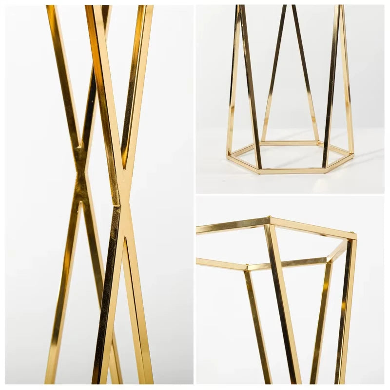 10PCS Luxury Wedding Table Centerpieces - Metallic Gold Metal Vase Arch Stand, Modern Design, for Events, Parties, Outdoor Decor