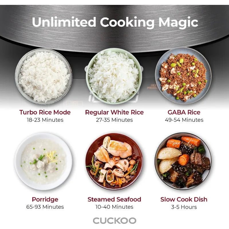 CUCKOO 6-Cup (Uncooked)/ 12-Cup (Cooked) Twin Pressure Rice Cooker & Warmer w/ Nonstick Inner Pot,3 Voice Guide,Auto Clean,Black