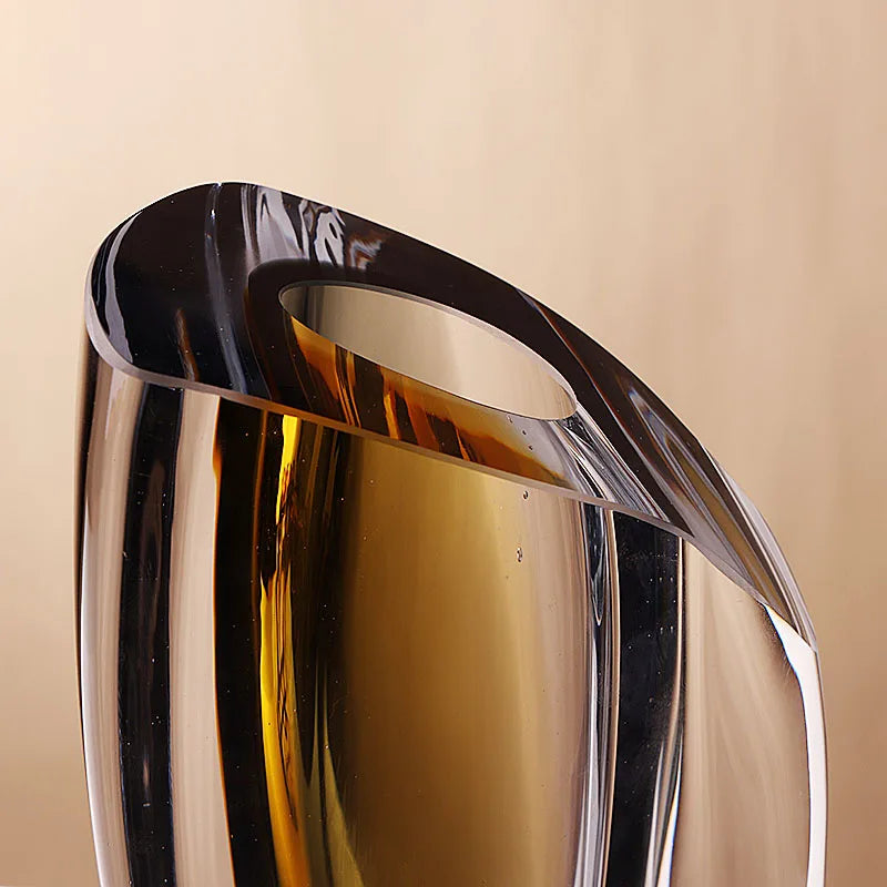 Light luxury thickened glass and glazed vase, a modern living room high-end dining table decoration