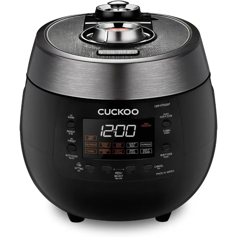 CUCKOO 6-Cup (Uncooked)/ 12-Cup (Cooked) Twin Pressure Rice Cooker & Warmer w/ Nonstick Inner Pot,3 Voice Guide,Auto Clean,Black