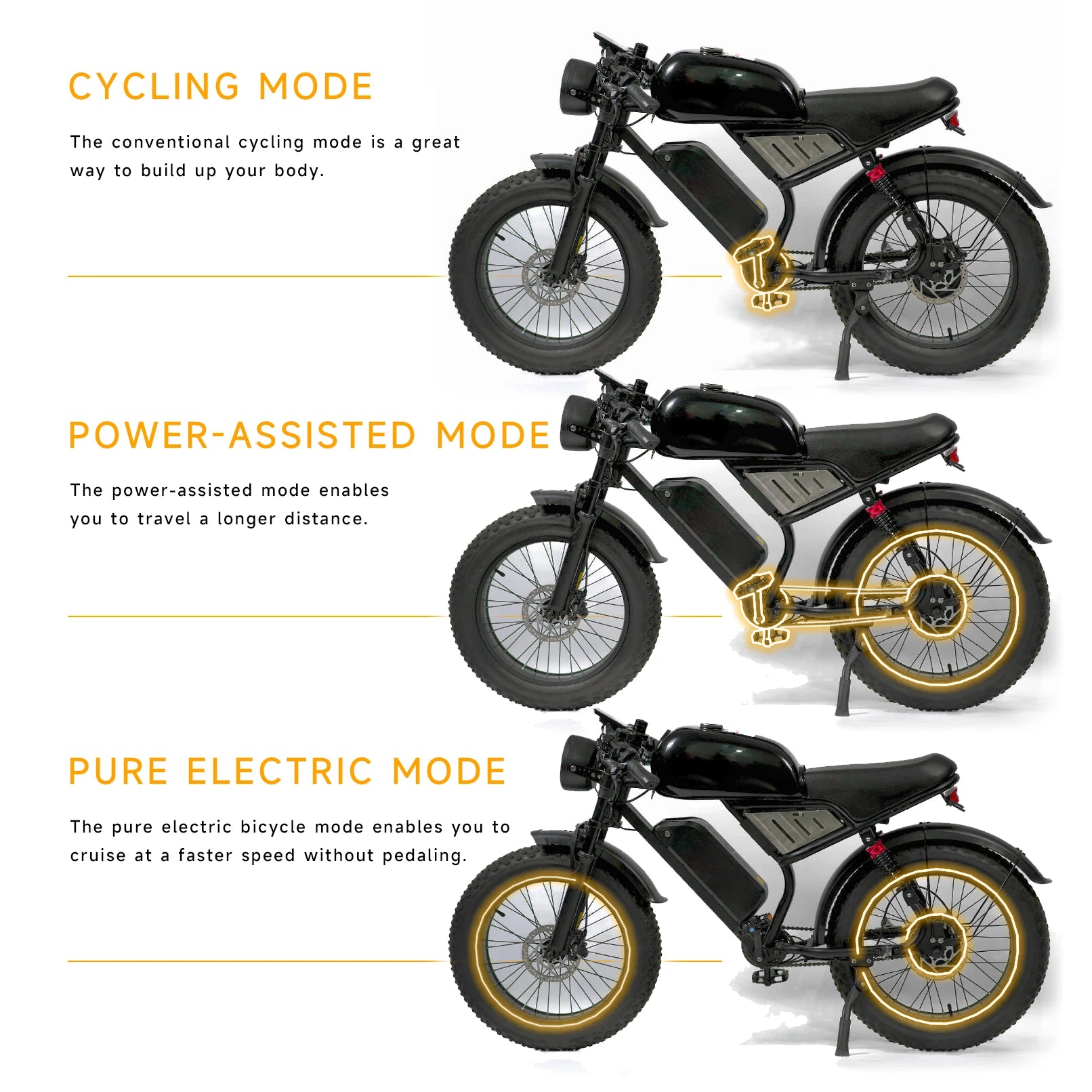 1000W Peak Motor 20" Electric Motorcycles Mountain fat tire E Bike For Adults, 29Mph 35Miles 48V 15.6AH Electric Bicycle Ebike