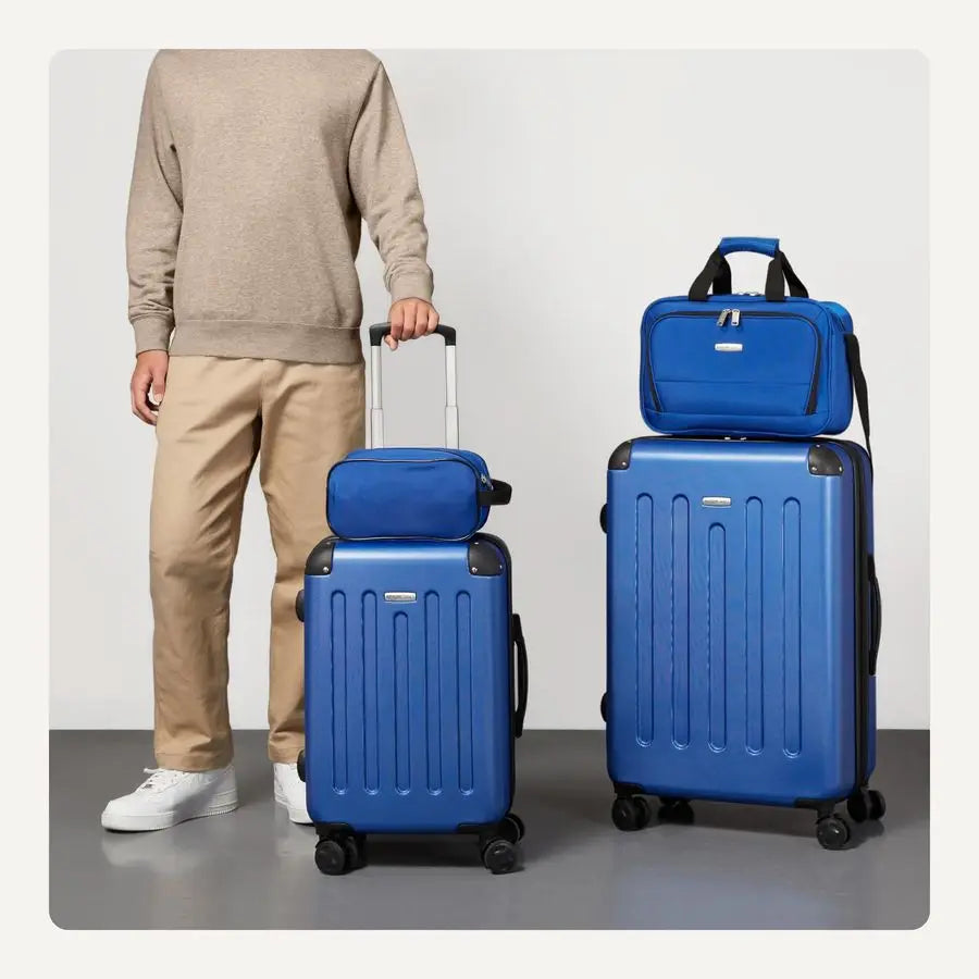 Luggage Set, Including Two Hardside Suitcases With Multidirectional Spinner Wheels 22 CarryOn and 28 Checked, Plus 15inch Tote B