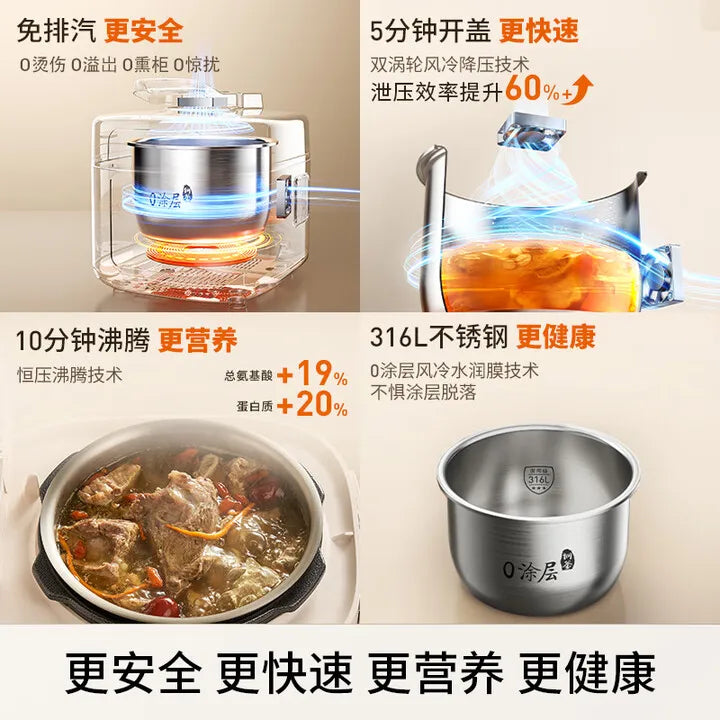 Joyoung Electric Pressure Cooker, Small Household Smart Timer, 316 Stainless Steel Inner Pot, Rice Cooker, Pressure Cooker