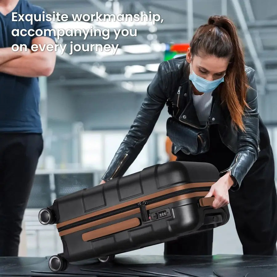 Carry On Luggage 22x14x9 Airline Approved with Spinner Wheels, Lightweight 20inch CarryOn Suitcase for Men amp Women, Black
