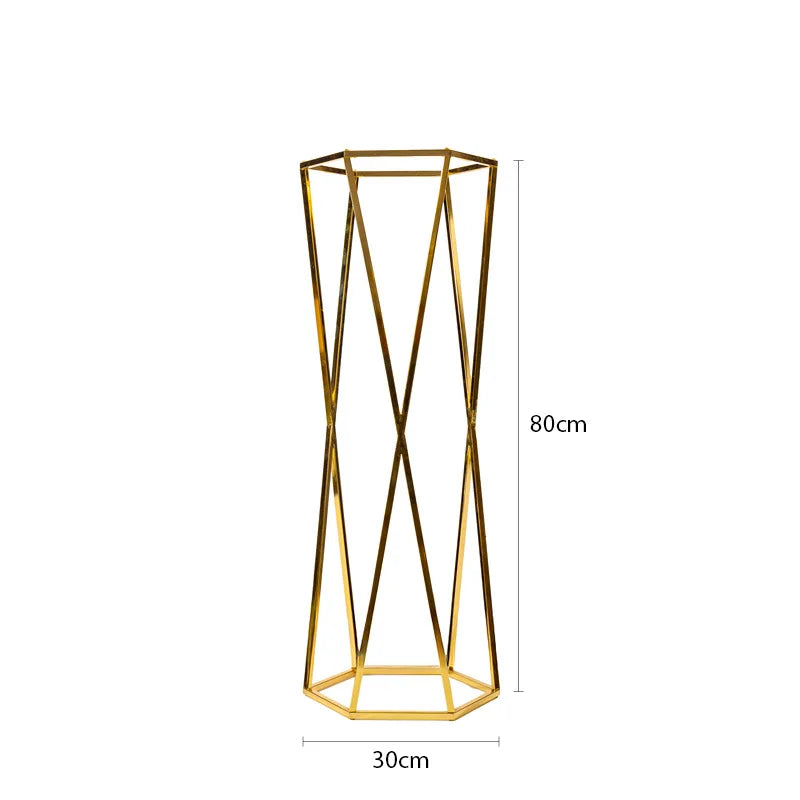 10PCS Luxury Wedding Table Centerpieces - Metallic Gold Metal Vase Arch Stand, Modern Design, for Events, Parties, Outdoor Decor