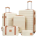 Set 3 Piece Luggage Set Carry On Hardside Luggage with TSA Lock Spinner Wheels White, 5 piece set