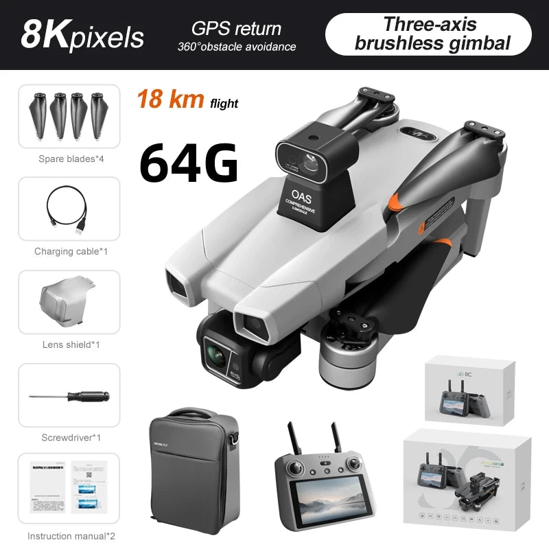AE86 PRO MAX GPS Drone 5G FPV WiFi 3-Axis Gimbal Professional 4K HD ESC Camera Flight 28 Minute Brushless RC Quadcopter