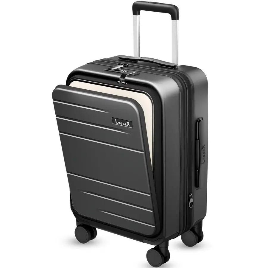 On Luggage 22x14x9 Airline Approved, FLO5 Expandable Polycarbonate Suitcase with Front Pocket FXCore, Black, 20 Inch