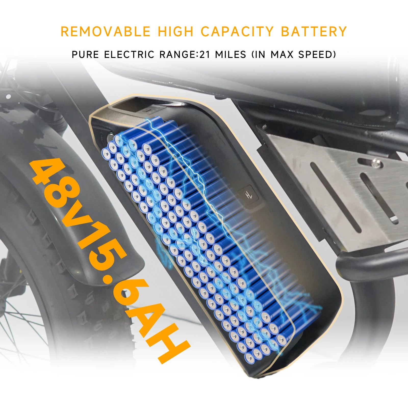 20" Electric Motorcycles Mountain fat tire E Bike for Adults, 1200W Peak Motor Ebike 28Mph 35Miles 48V 15.6AH Electric Bicycle