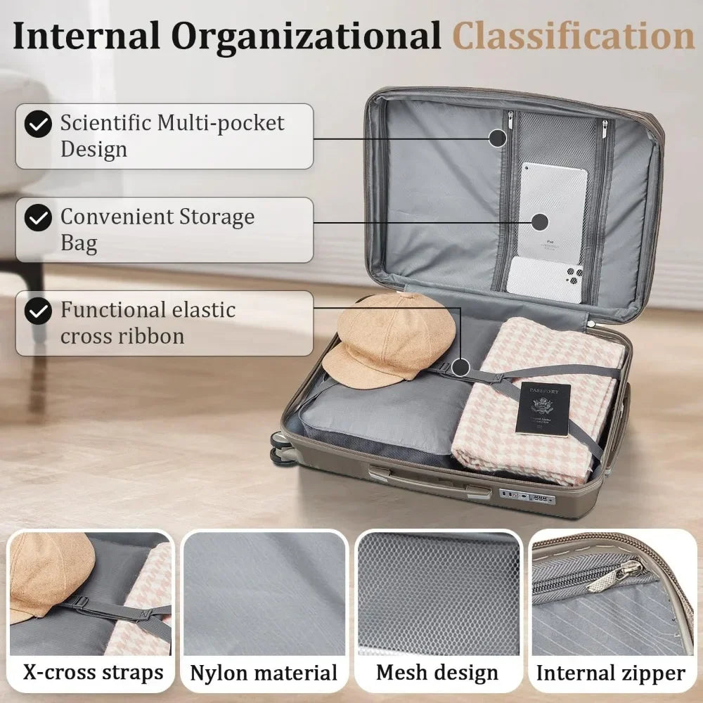 4 Piece Spinner Wheel Luggage Set, TSA Approved Expandable Hardshell Suitcase, Lightweight Travel Family Set for Men and Women