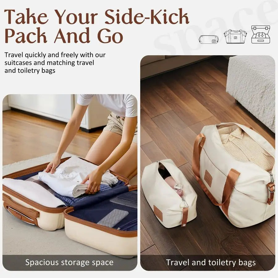Set 3 Piece Luggage Set Carry On Hardside Luggage with TSA Lock Spinner Wheels White, 5 piece set