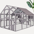 Large Catio Outdoor Cat Enclosures Wooden Cat House with Sleeping Houses, Bridges, Walks, UV Proof Cover 74" H 110" L
