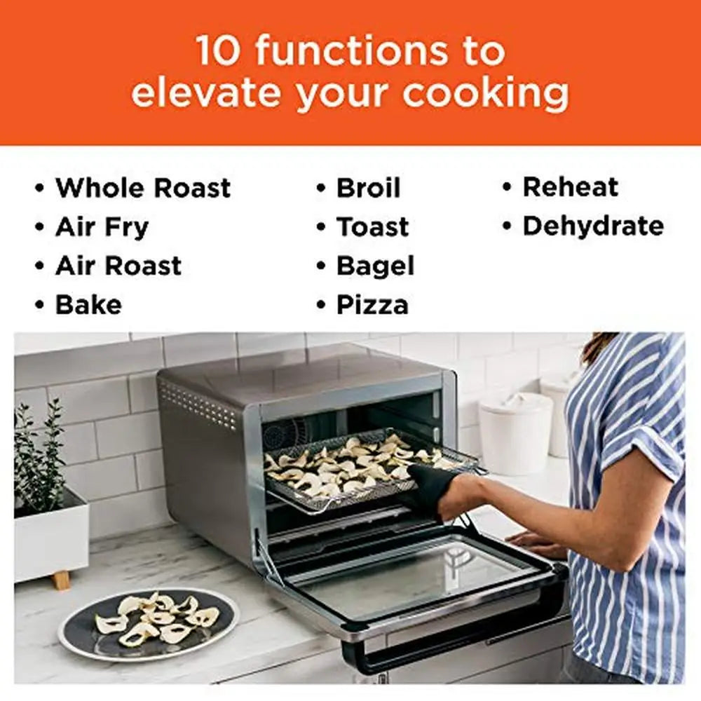 XL Pro 10-in-1 Air Fry Toaster Oven Dehydrate Reheat 1800W Stainless Steel Countertop Convection Oven Family Size Capacity