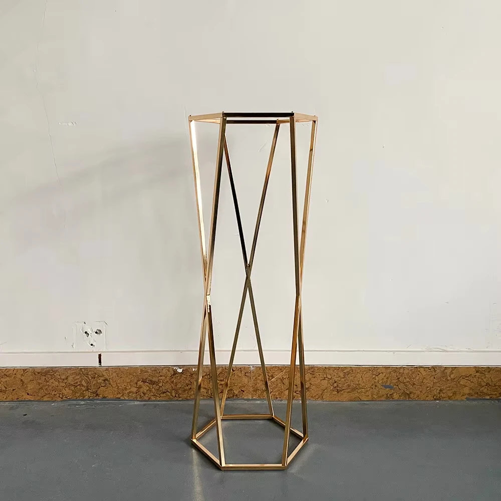 10PCS Luxury Wedding Table Centerpieces - Metallic Gold Metal Vase Arch Stand, Modern Design, for Events, Parties, Outdoor Decor