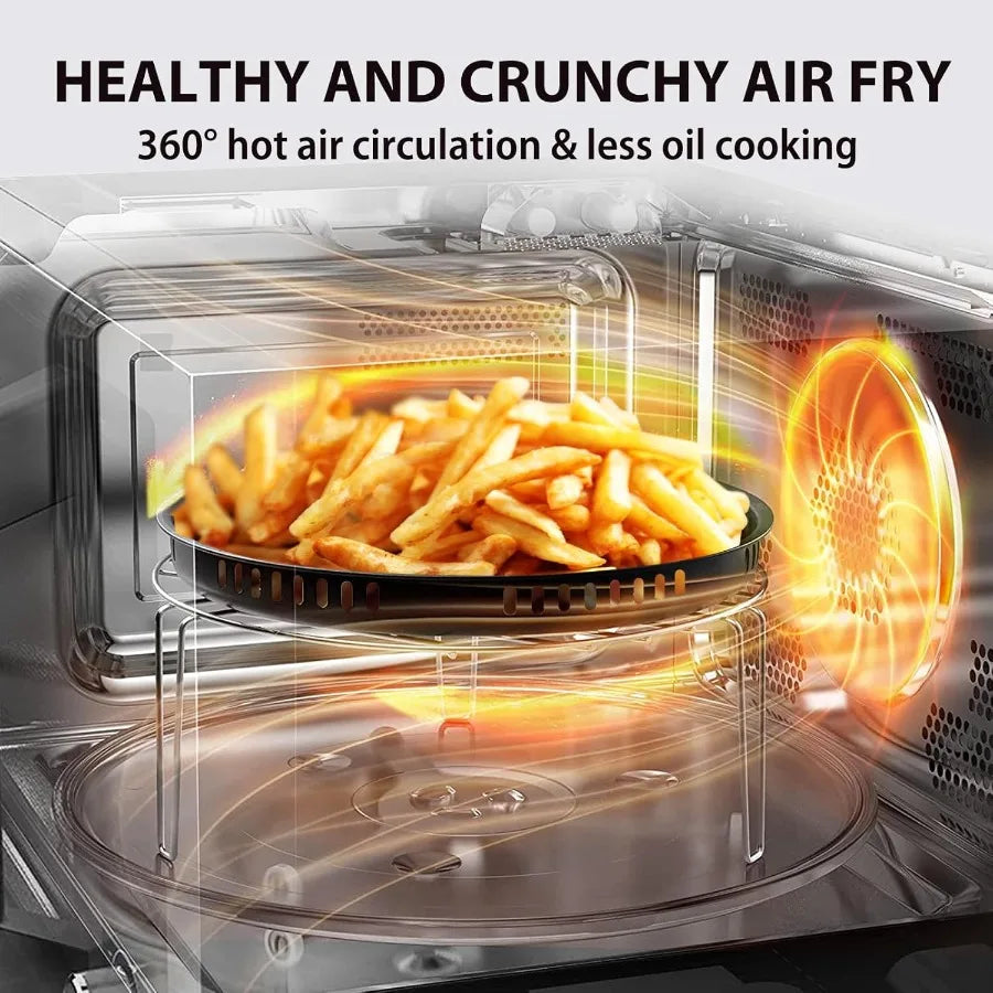 6in1 Inverter Countertop Microwave Oven with Healthy Air Fryer Combo for Home Kitchen: Features Air Frying Broiling Convection