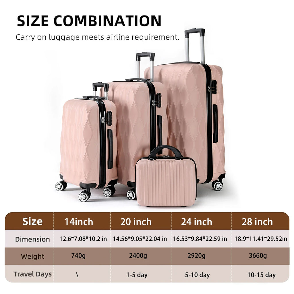 4-piece suitcase set, large capacity, family trip, business, home storage, birthday gifts, Valentine's Day gifts