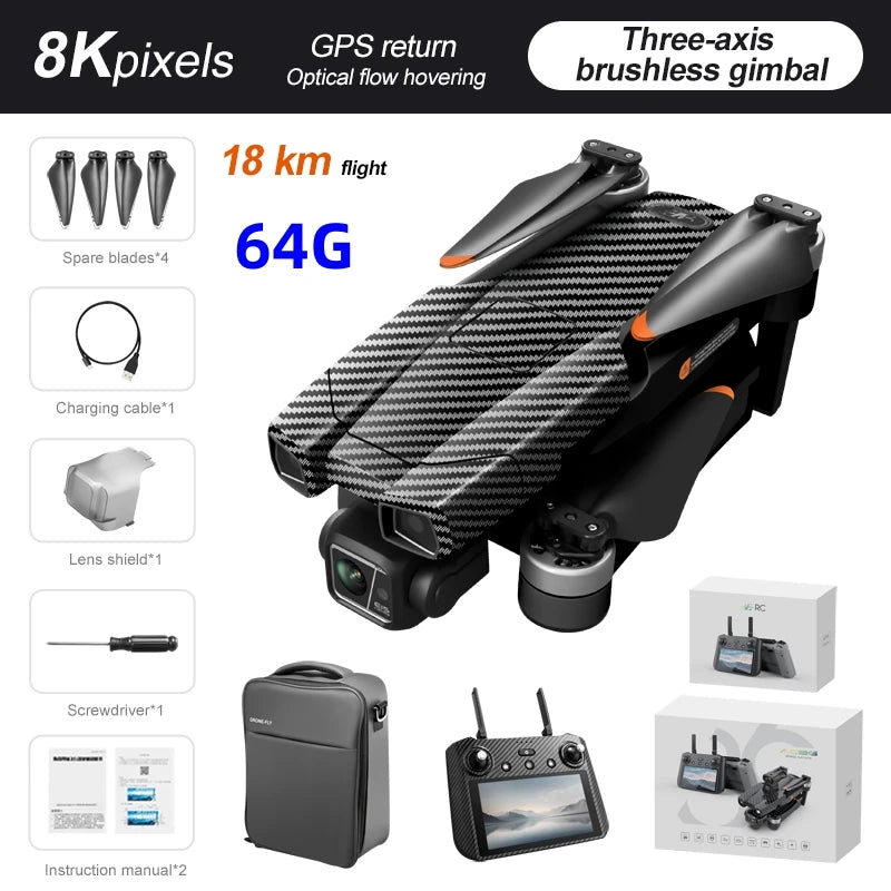 AE86 PRO MAX GPS Drone 5G FPV WiFi 3-Axis Gimbal Professional 4K HD ESC Camera Flight 28 Minute Brushless RC Quadcopter