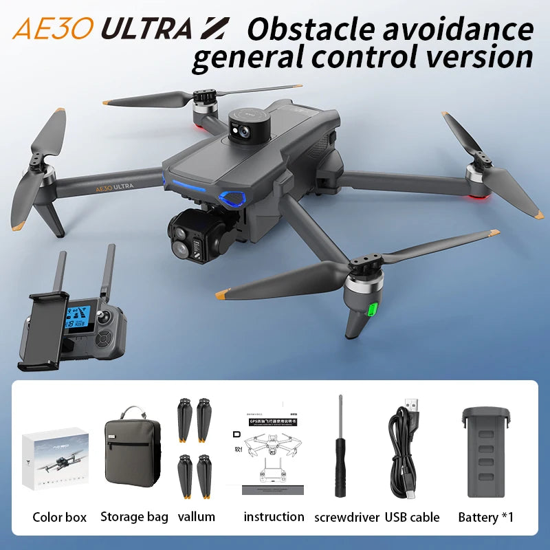 AE30 HD Profesional GPS Drone With 8K Camera 3-Axis Gimbal 5G WiFi Brushless RC Quadcopter Screen  Dron