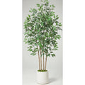 6ft Artificial Ficus Tree Fake Silk Plant for Home Office Decor Indoor Floor Plant in White Pot with Green Moss
