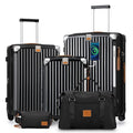 Joyway 3/5pcs Black Luggage Set, 20/24 inch Expandable Suitcase, Cup Holder, TSA Lock, Anti Slip Wheels, Lightweight Durable