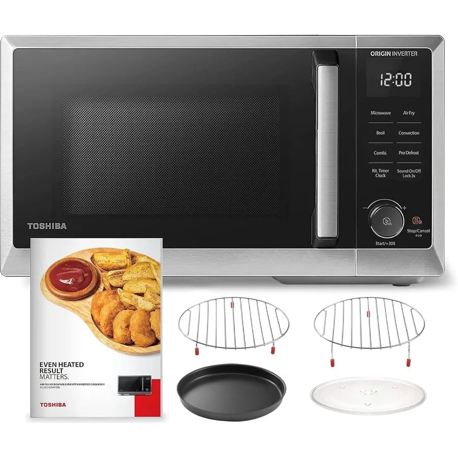 6in1 Inverter Countertop Microwave Oven with Healthy Air Fryer Combo for Home Kitchen: Features Air Frying Broiling Convection